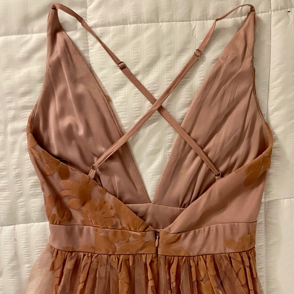 Dusty Rose Floral Appliqué Maxi Dress Petite Size 0